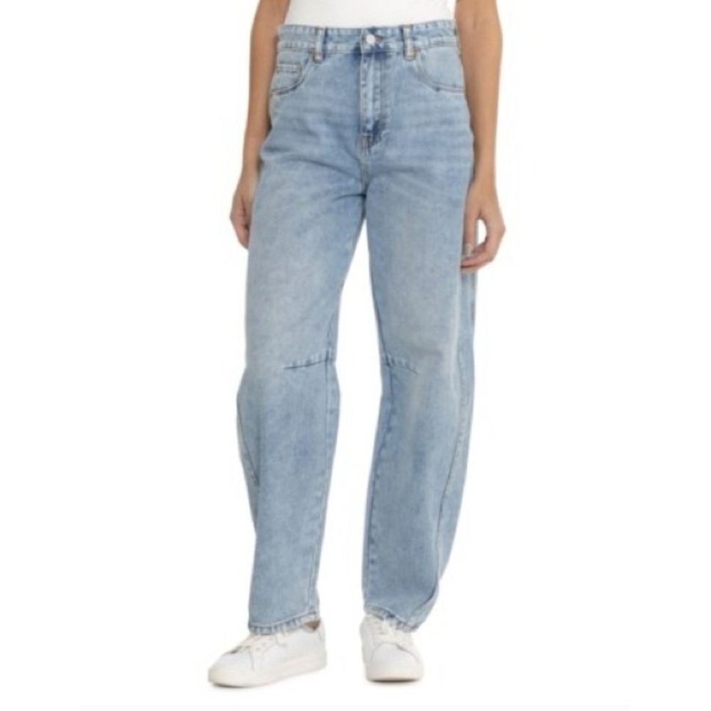 Blank NYC High Rise Light Wash Barrell Leg Denim Jeans Baggy Size 26‎